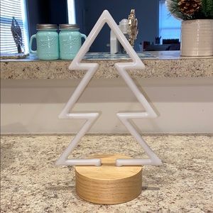 Small neon white glow Christmas tree figure